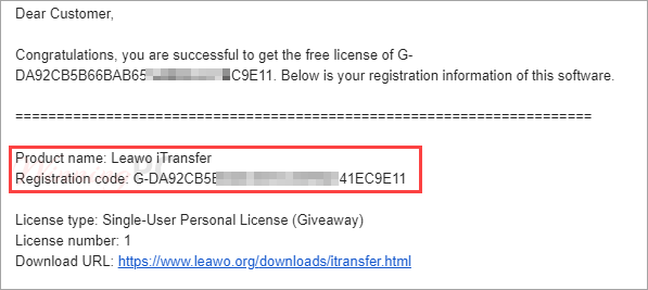 leawo itransfer registration code free